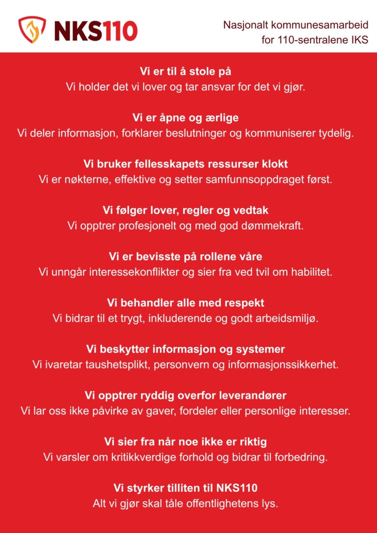 Etiske retningslinjer for NKS110 IKS